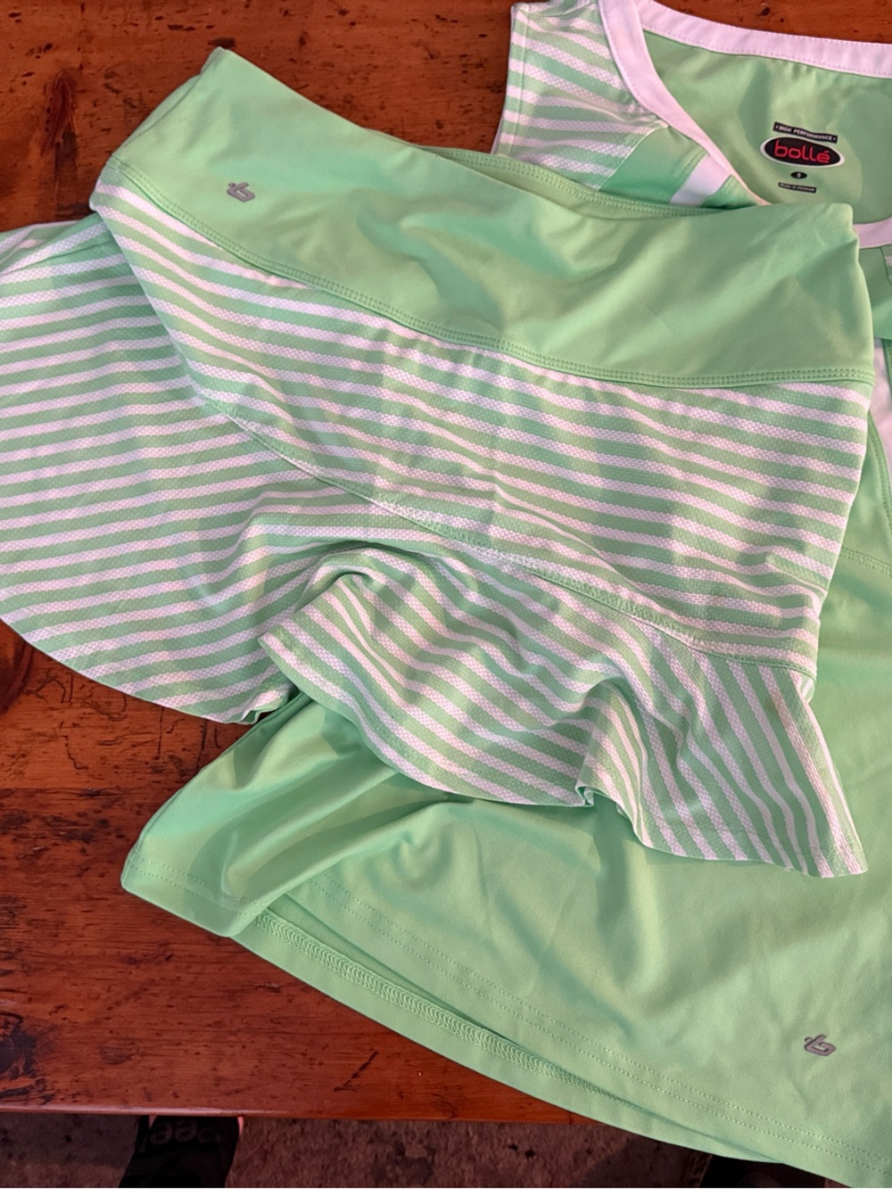 bolle TENNIS Light Green and White Athletic Tank Top and Skirt Set